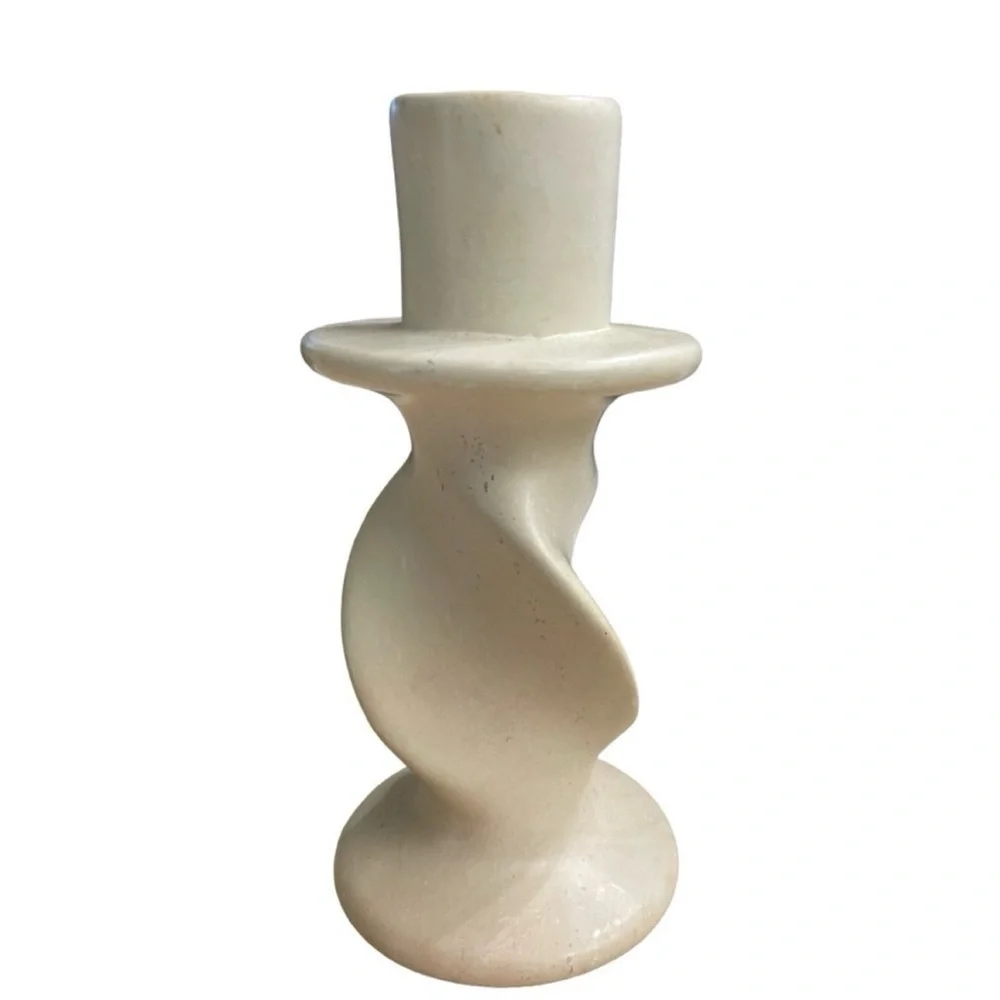Genuine Besmo Soapstone Candlestick Holders Pair Kenya Hand Carved 6.5